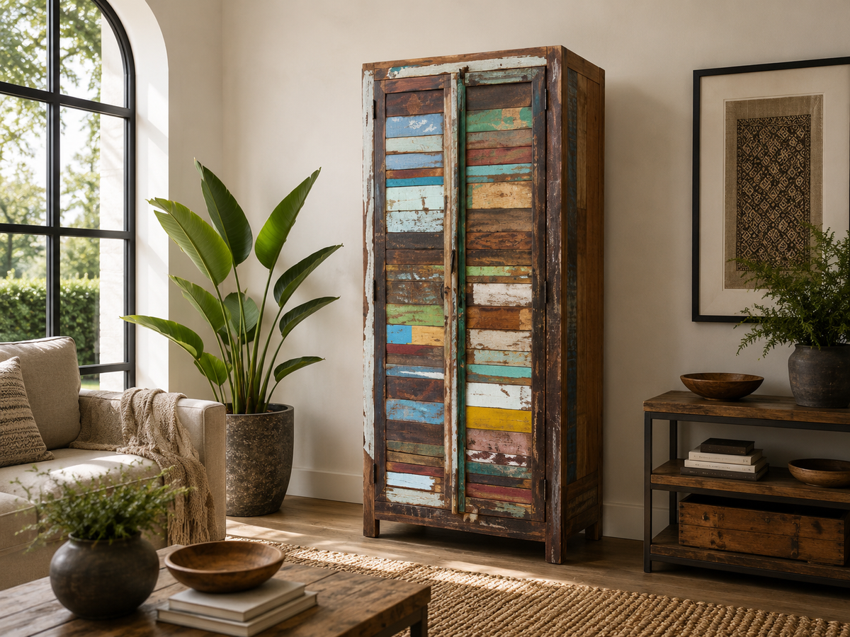 Armoire Almira 2 portes en bois recyclé