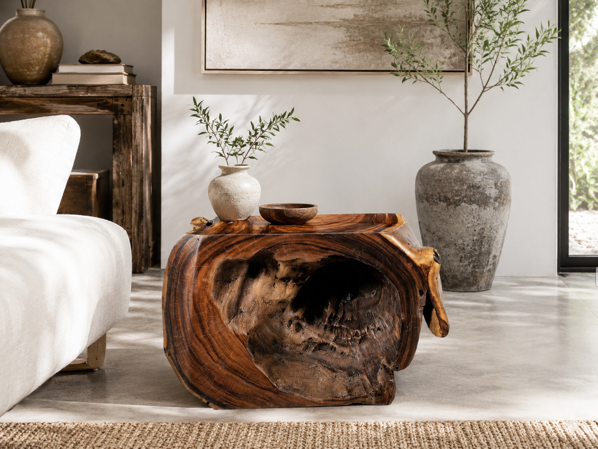 Petit Meuble d'appoint (tronc) en bois de Suar