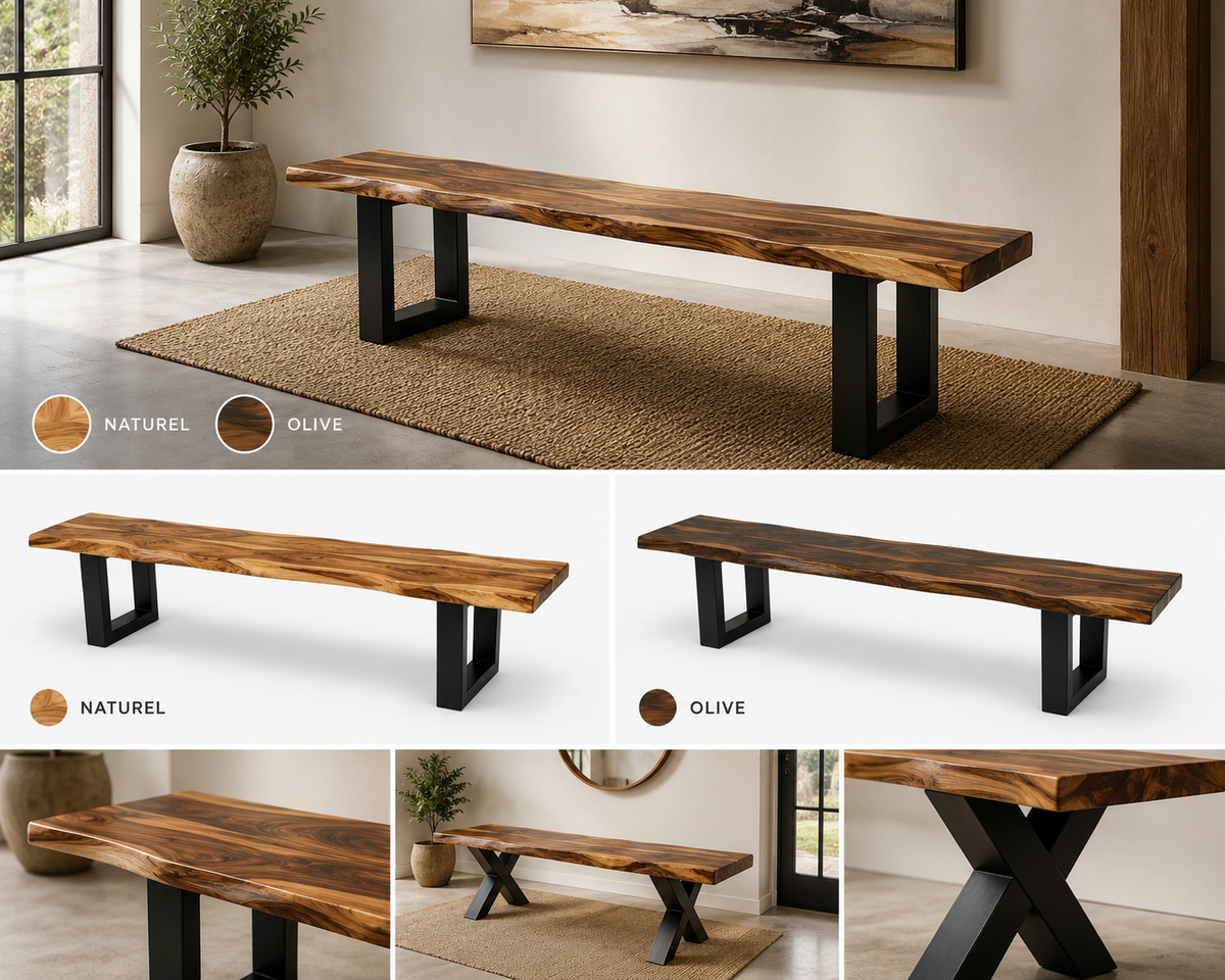 Banc en bois de rose live edge