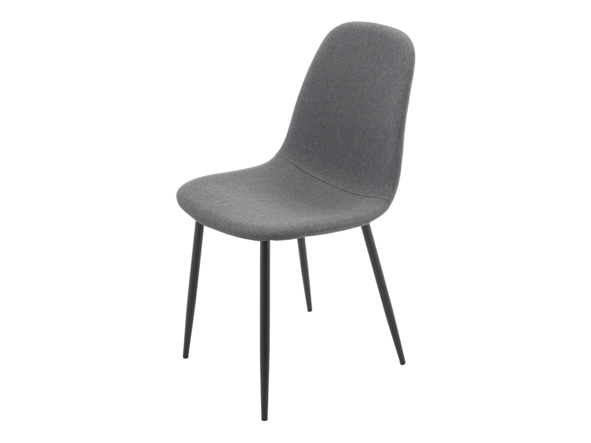 Chaise William grise vue de face, assise et dossier en tissu