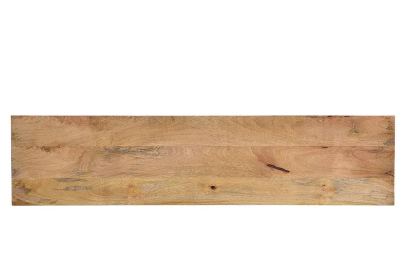Gros plan de l'assise en bois de manguier laminé