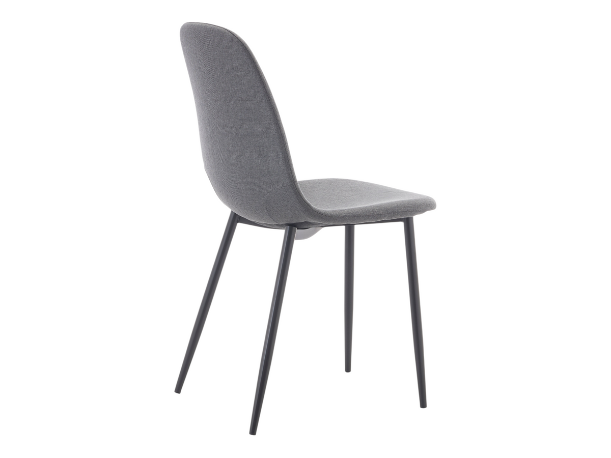 Chaise William grise vue de trois quarts, piétement en acier noir