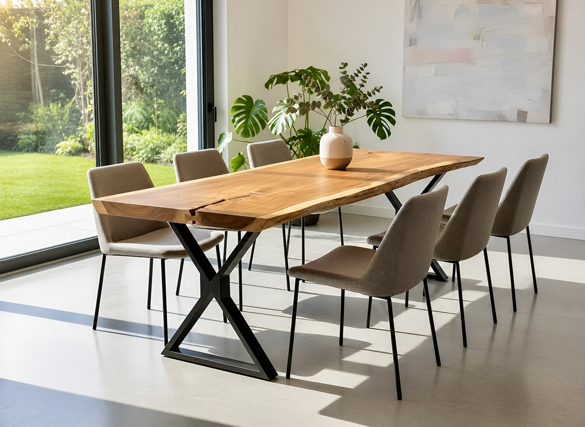 Table à diner live edge en bois de Suar