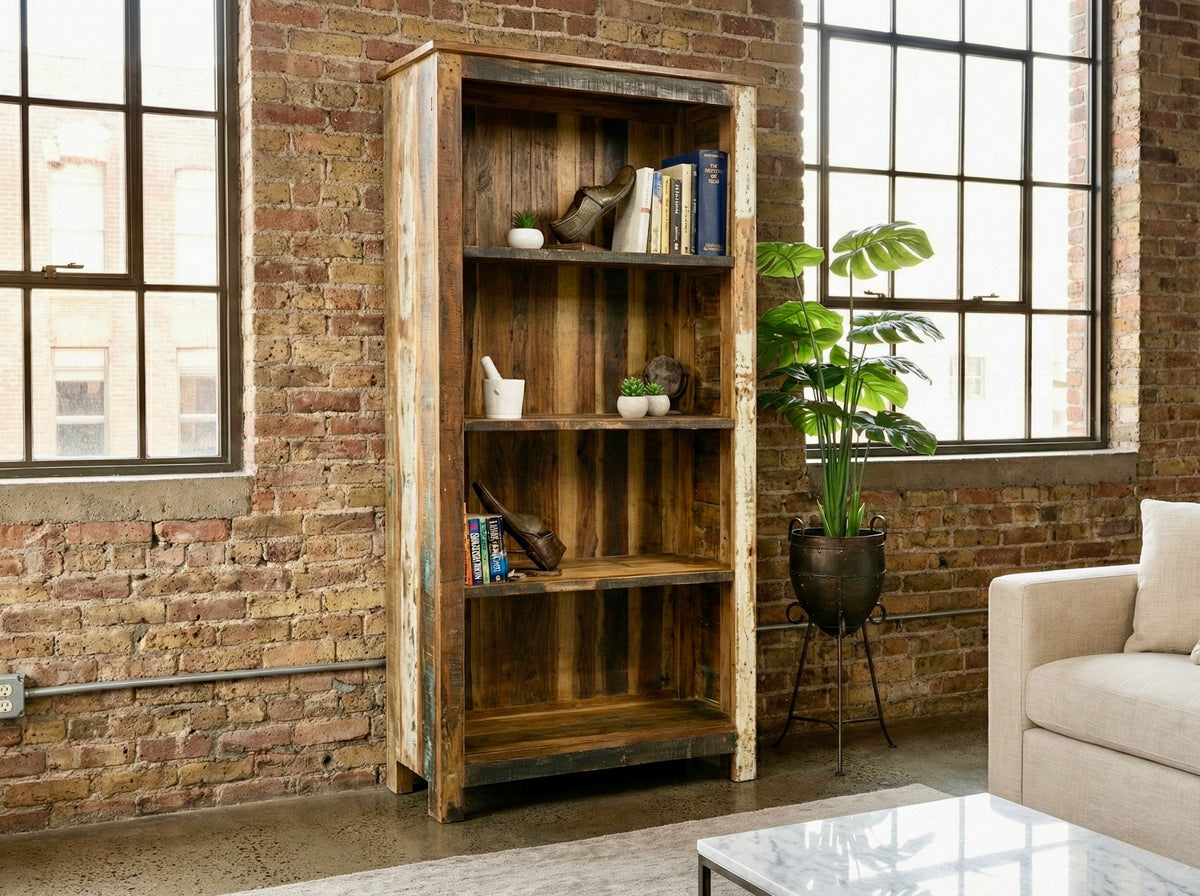 Bibliothèque en bois recyclé