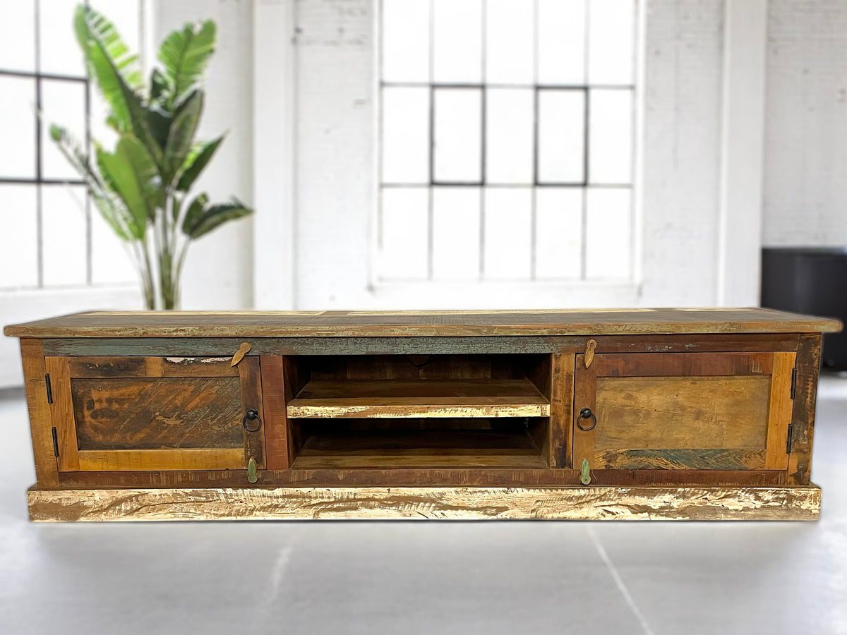 Meuble TV en bois recyclé 2 portes