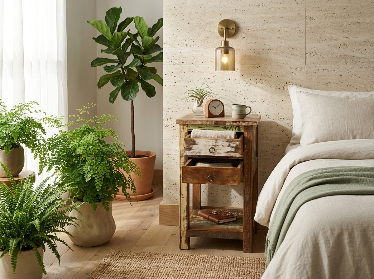 Table d'appoint en bois recyclé