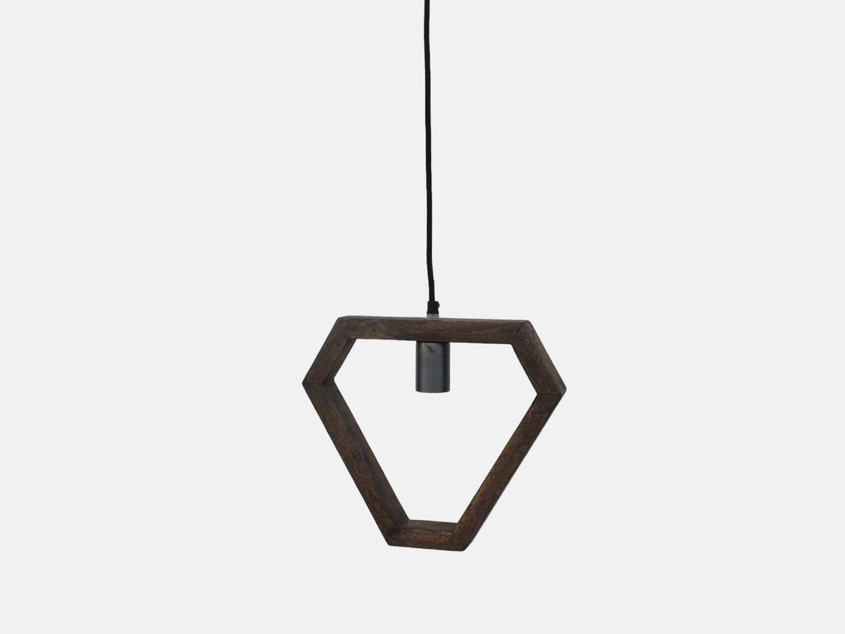 Suspension Lula diamant à six pans en bois vernis