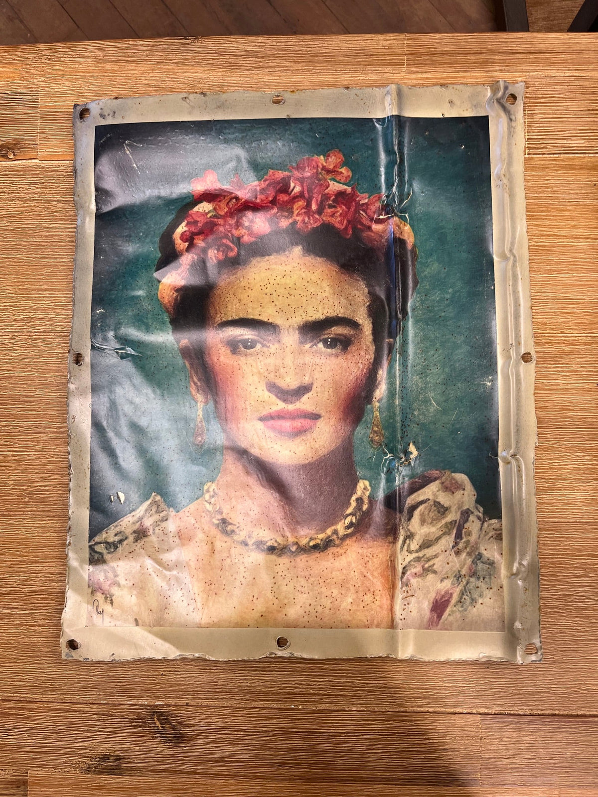 Cadre décoratif en métal recyclé, style vintage industriel — modèle 5