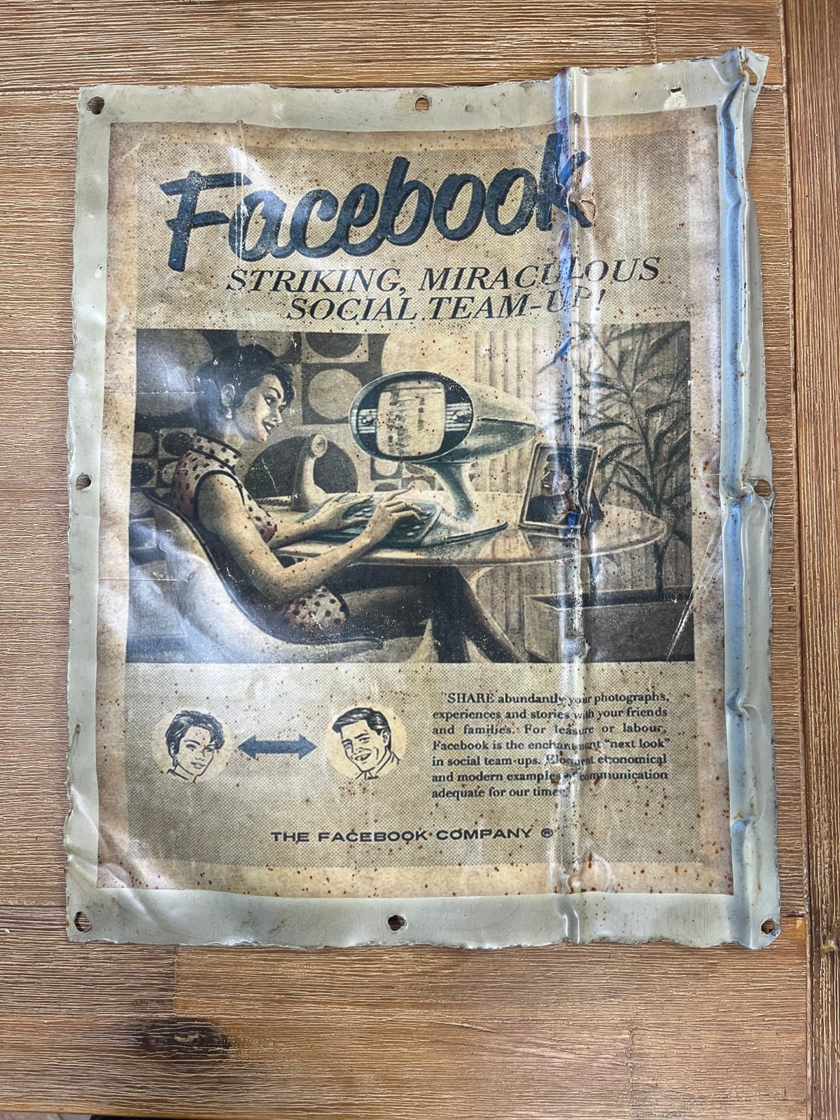 Cadre décoratif en métal recyclé, style vintage industriel — modèle 15