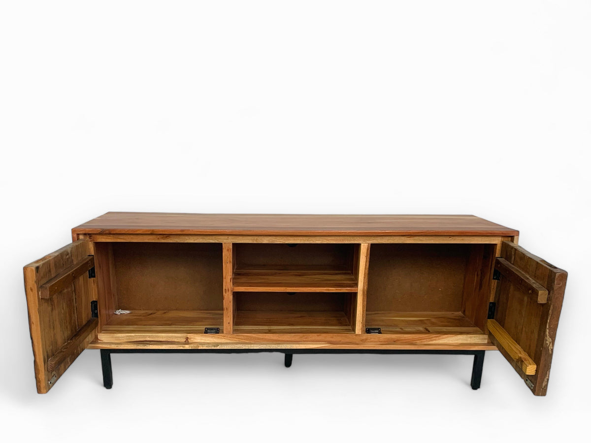 Meuble télé en bois d'acacia rosé - Bois Déco Montréal