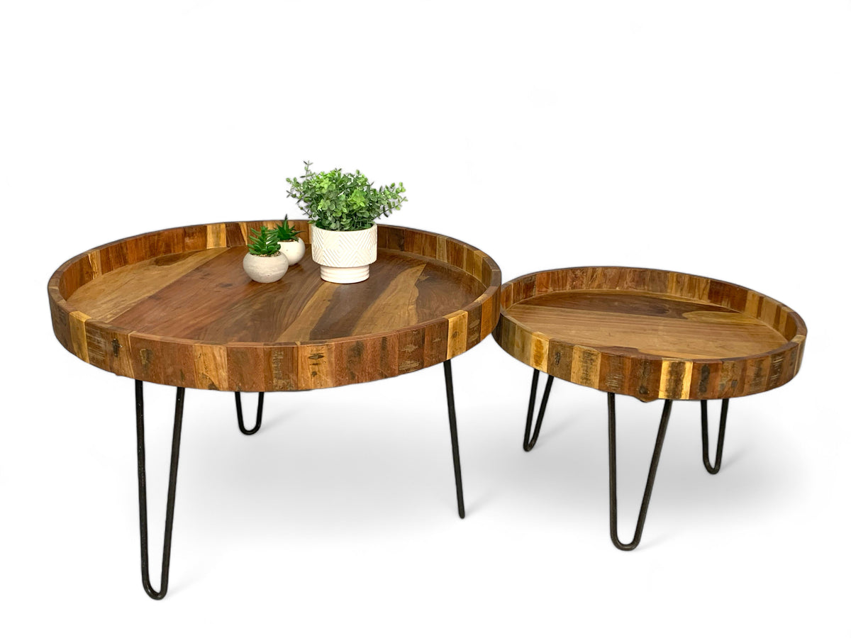Table à café ronde en teck - Bois Déco Montréal