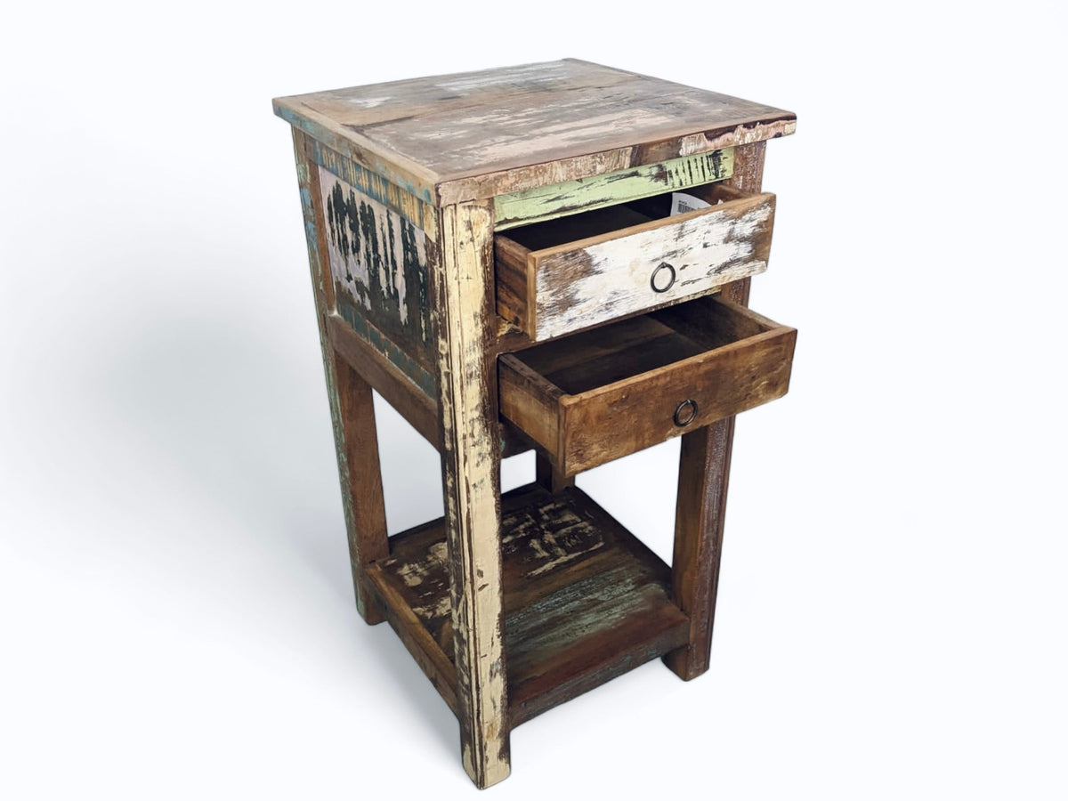 Table d'appoint en bois recyclé - Bois Déco Montréal