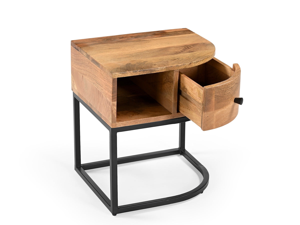 Table de nuit Milan, tiroir ouvert
