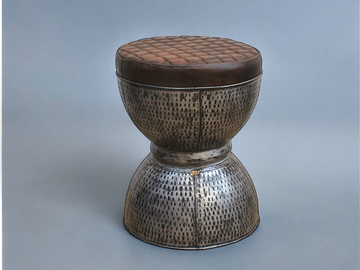 Tabouret métal et cuir - Bois Déco Montréal