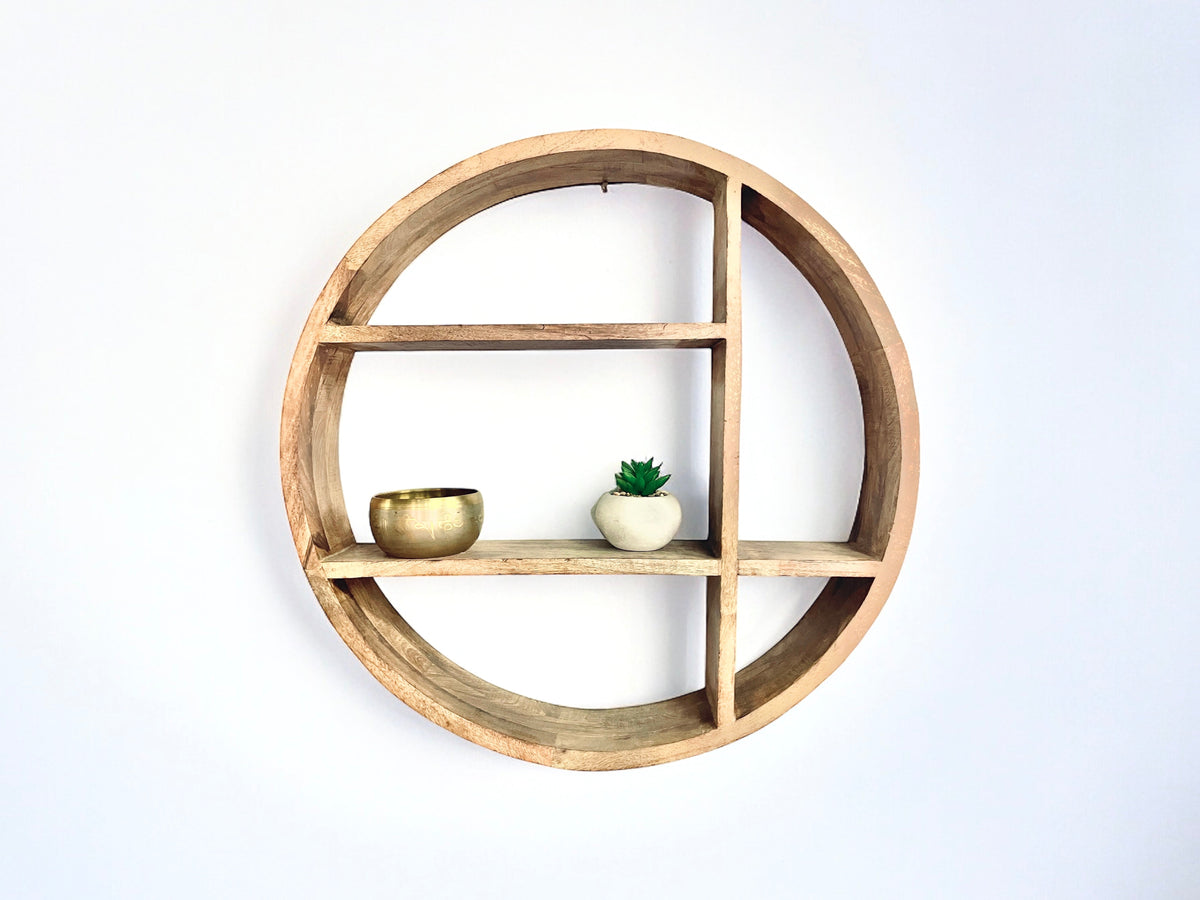 Etagere Ronde en bois de manguier - Bois Déco Montréal